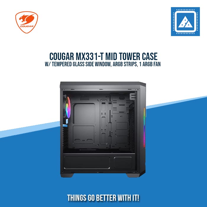 COUGAR MX331-T MID TOWER CASE W/ TEMPERED GLASS SIDE WINDOW, ARGB STRIPS, 1 ARGB FAN COUGAR MX331-T MID TOWER CASE W/ TEMPERED GLASS SIDE WINDOW, ARGB STRIPS, 1 ARGB FAN